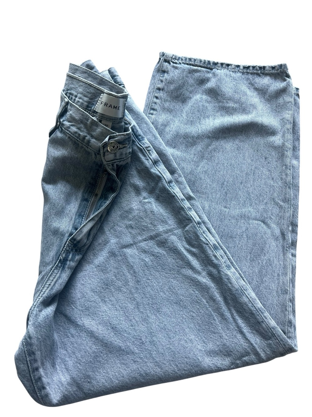 FRAME The Hang Cropped Straight Wide Leg 100% Cotton Denim Size 32 - Picture 7 of 13